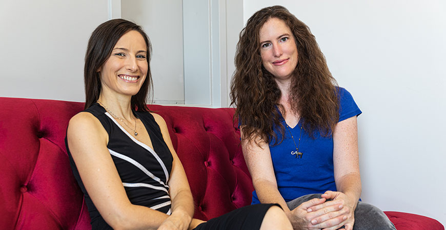 Professors Sarah Loebman, left, and Anna Nierenberg, right